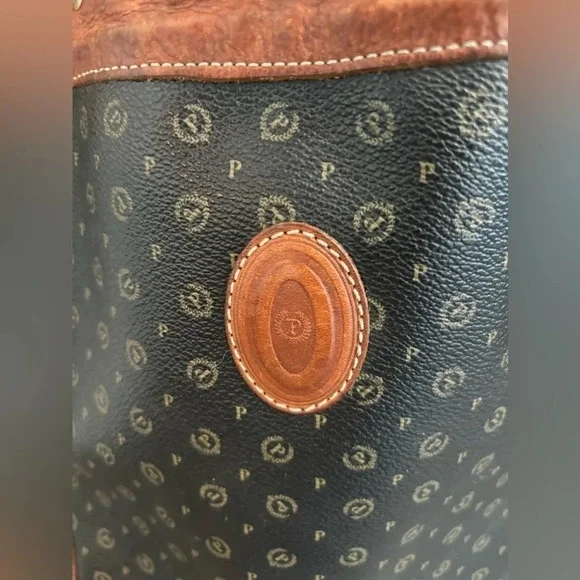 POLLINI Shoulder BUCKET bag Brown/Black  VINTAGE Leather heavy RRP £390 - Picture 3 of 10